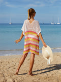 Angel Wings Striped Cutout Tassel Cover-Up