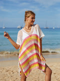 Angel Wings Striped Cutout Tassel Cover-Up