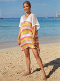 Angel Wings Striped Cutout Tassel Cover-Up