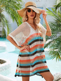 Angel Wings Striped Cutout Tassel Cover-Up
