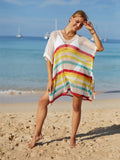 Angel Wings Striped Cutout Tassel Cover-Up