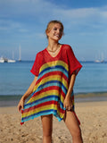 Angel Wings Striped Cutout Tassel Cover-Up