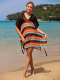 Angel Wings Striped Cutout Tassel Cover-Up