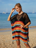 Angel Wings Striped Cutout Tassel Cover-Up