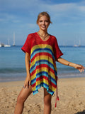 Angel Wings Striped Cutout Tassel Cover-Up