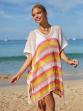 Angel Wings Striped Cutout Tassel Cover-Up Pink / One Size