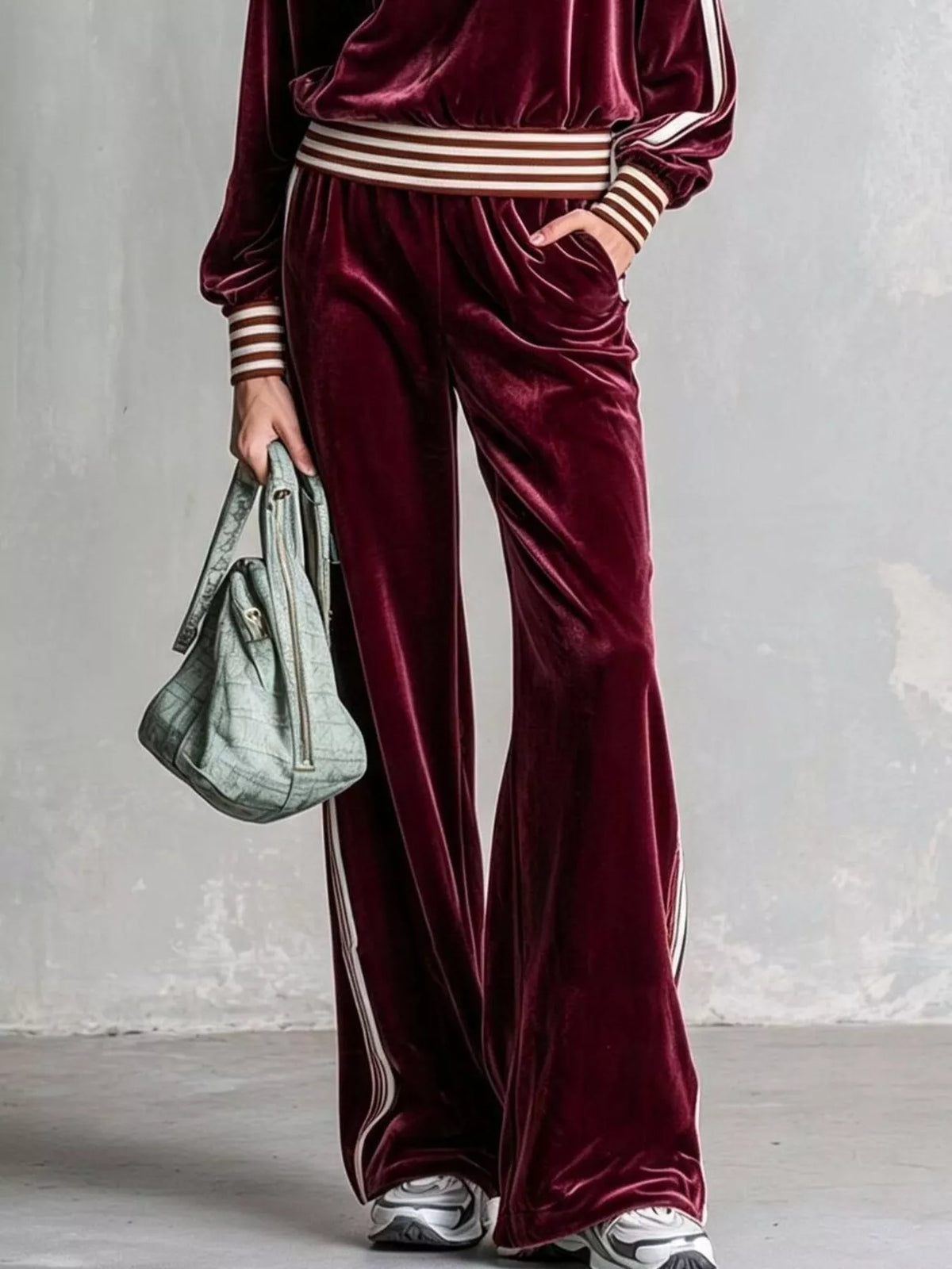 Striped Half Zip Top and Pants Set