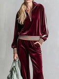 Striped Half Zip Top and Pants Set