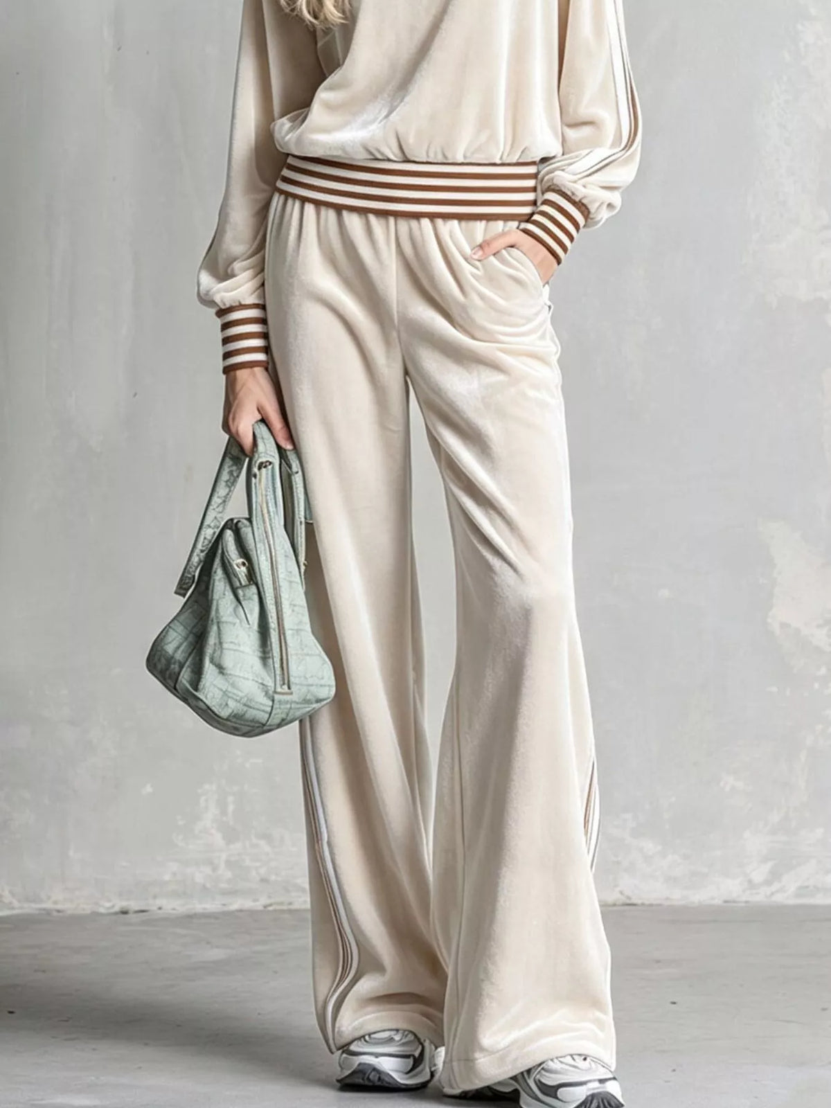 Striped Half Zip Top and Pants Set