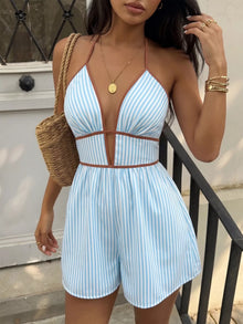 Striped Halter Neck Romper