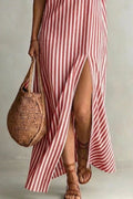 Striped High Slit Maxi Dress