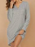 Striped Long Sleeve Lounge Dress for Women