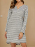 Striped Long Sleeve Lounge Dress for Women
