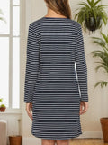 Striped Long Sleeve Lounge Dress for Women