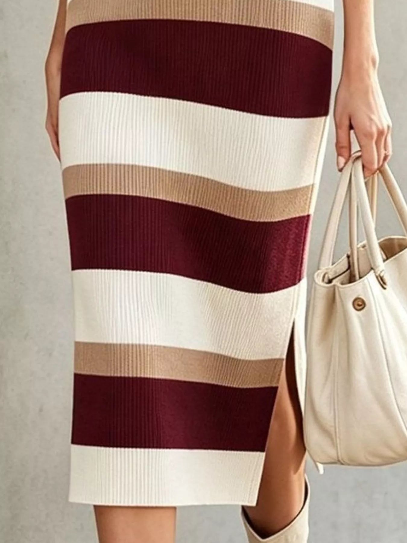 Striped Polo-Collar Long-Sleeve Sweater Dress - product view 8