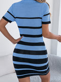 Striped Ribbed Knit Bodycon Mini Dress