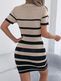 Striped Ribbed Knit Bodycon Mini Dress
