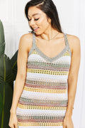 Striped Tie-Shoulder Split Cover-Up Dress