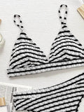 Striped V-Neck Bikini Set