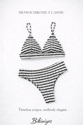 Striped V-Neck Bikini Set