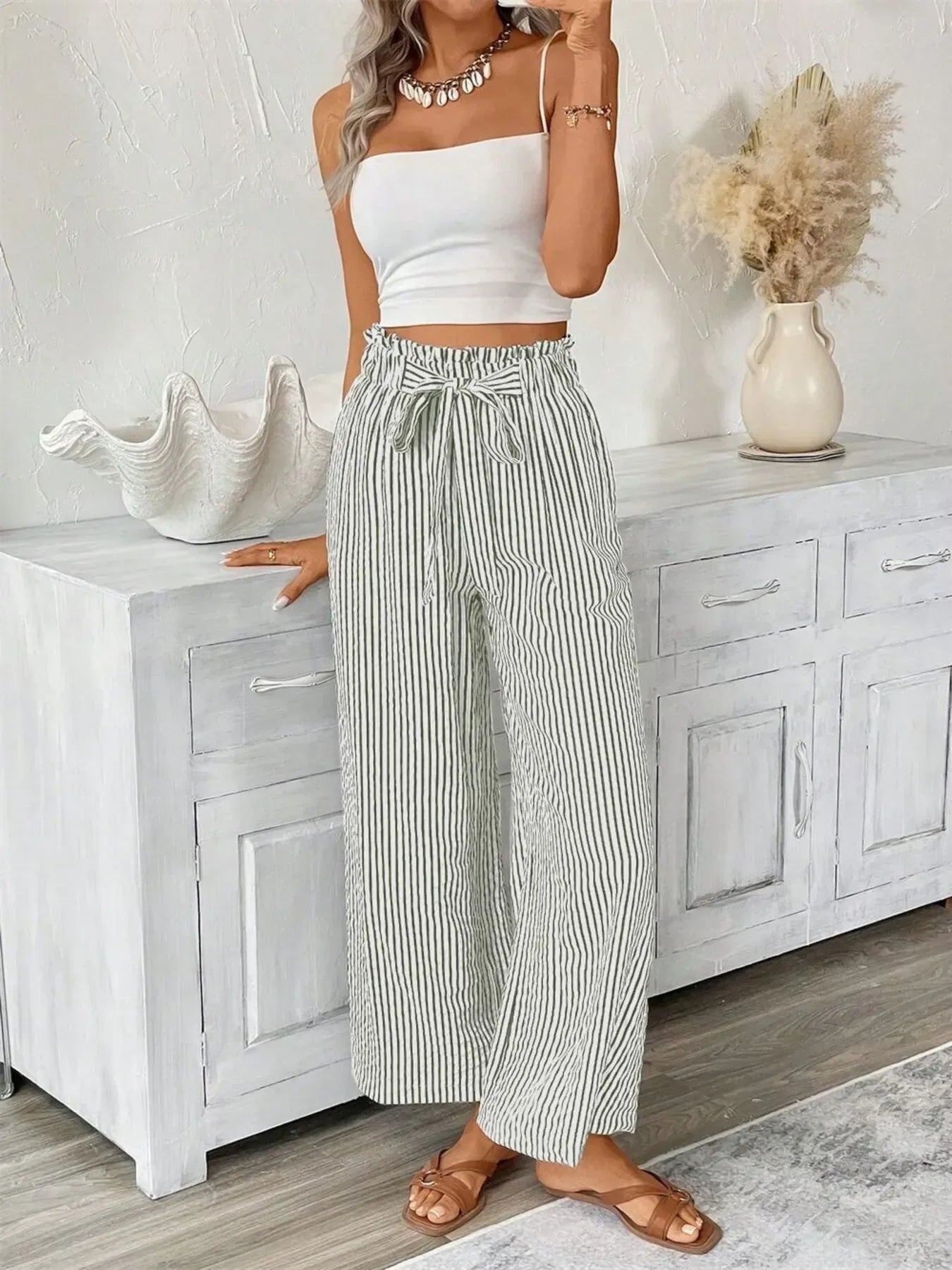 Plus Size Wide Leg Pants Army Green / S
