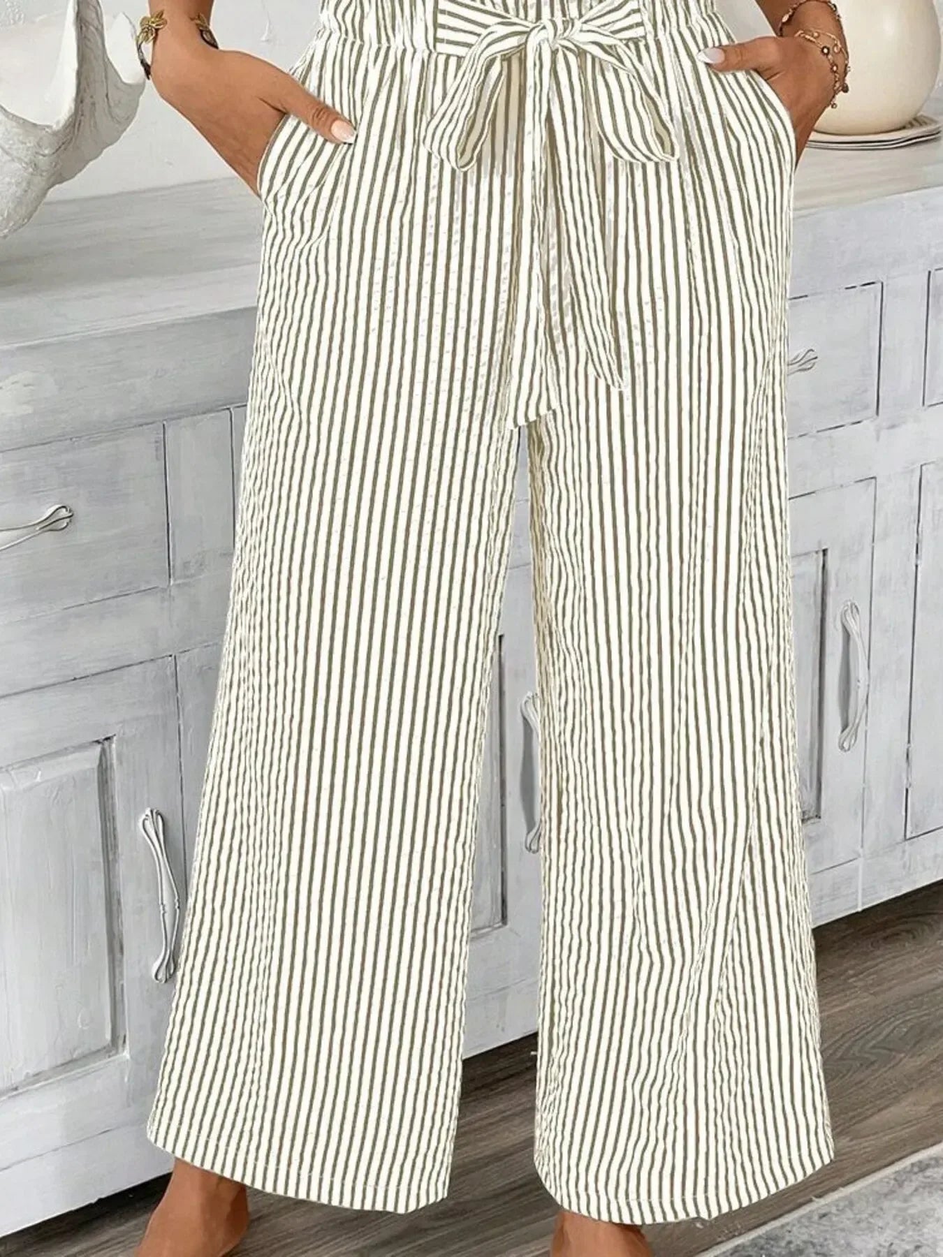 Plus Size Wide Leg Pants Khaki / S