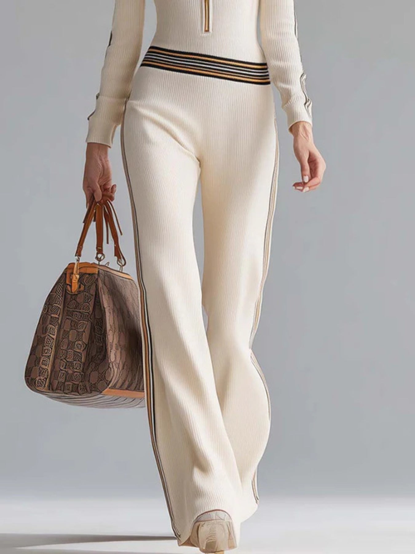 Striped Zip Front Hooded Jumpsuit