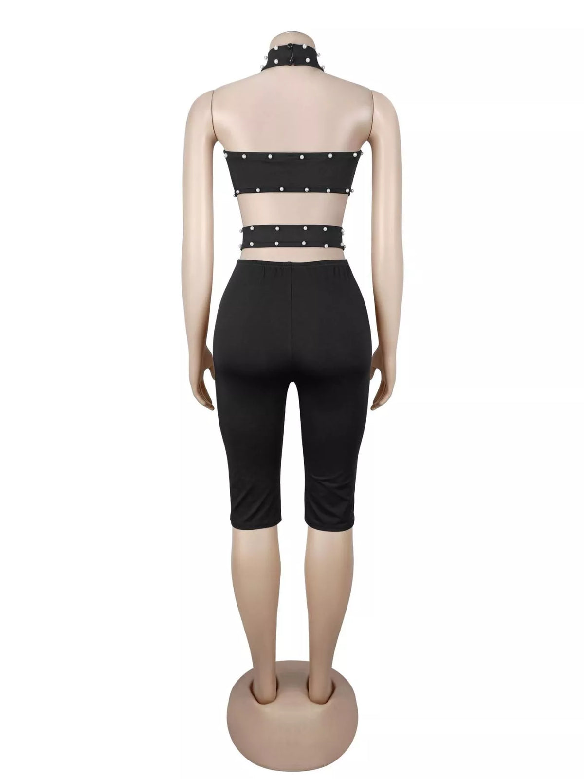 Studded Halter Cutout Romper