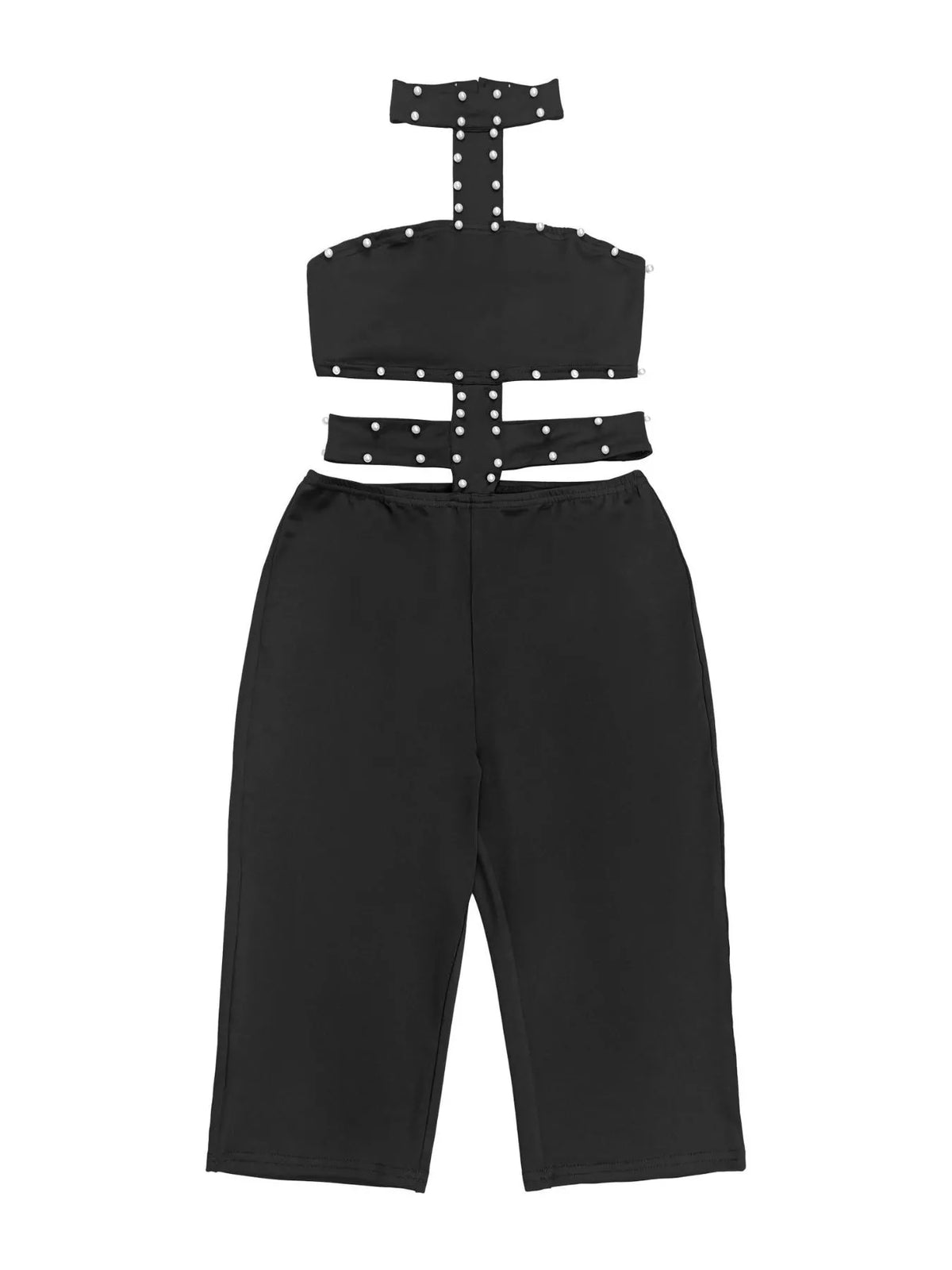 Studded Halter Cutout Romper
