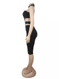 Studded Halter Cutout Romper