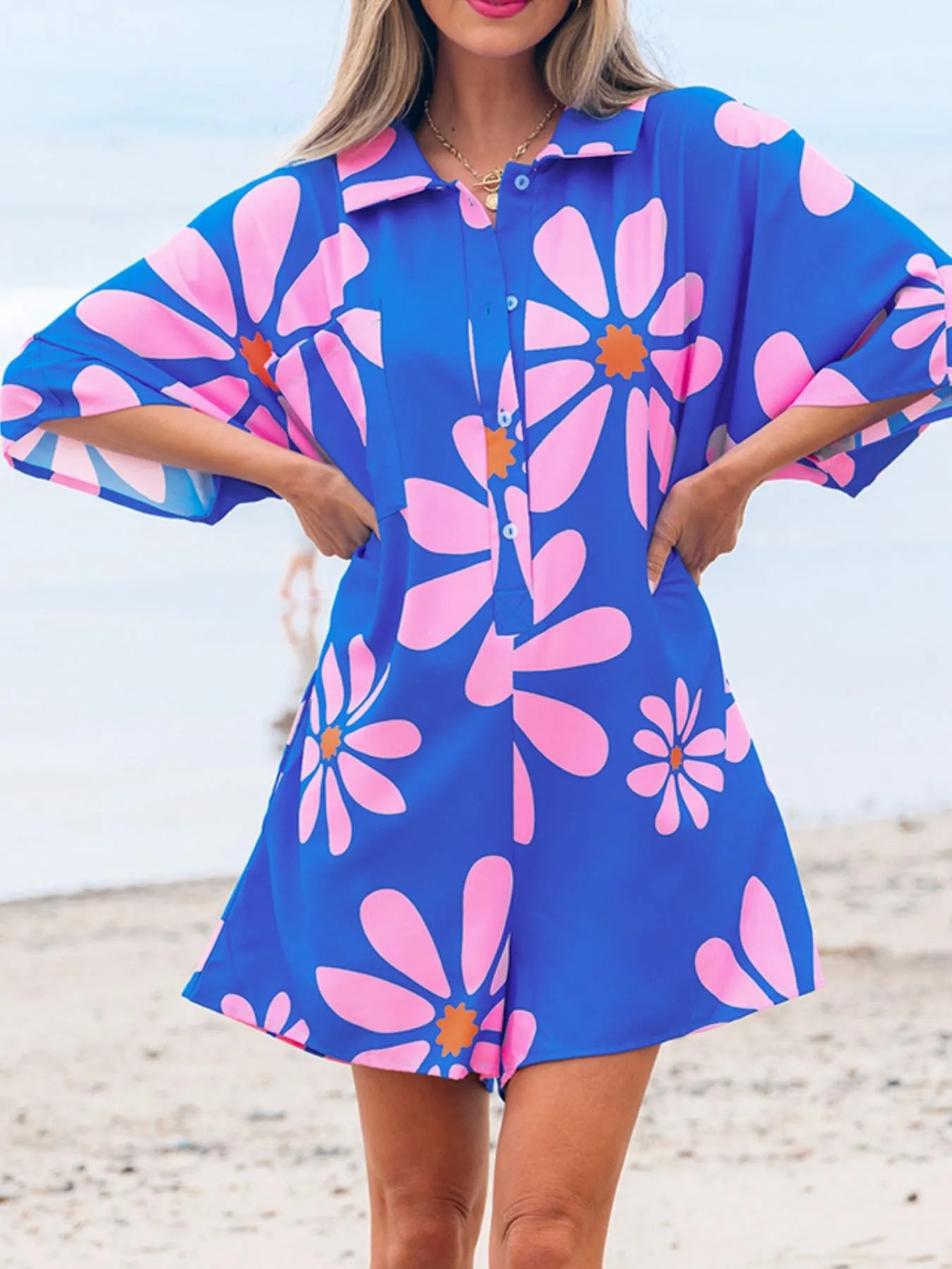 Summer Flower Print Loose Romper