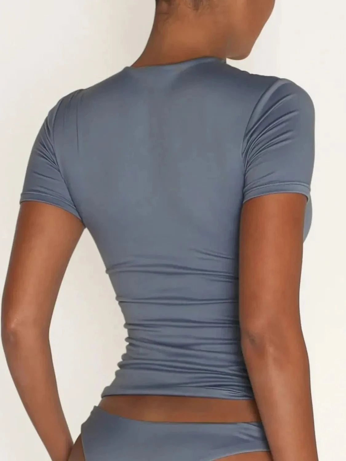Round Neck Short Sleeve Swim Top swim tops