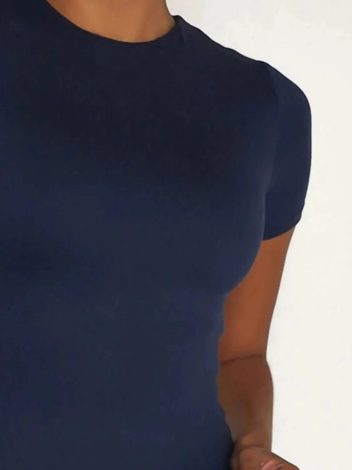 Round Neck Short Sleeve Swim Top swim tops