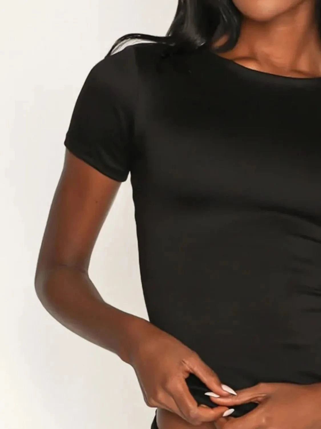 Round Neck Short Sleeve Swim Top swim tops
