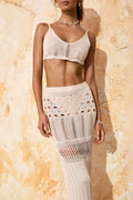 Openwork Scoop Neck Swimsuit Cover-Up Set