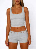 Wide Strap Tank and Shorts Set Gray / S