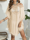 Tassel Crochet Round Neck Cover-Up