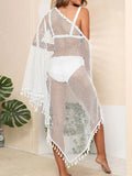 Tassel Openwork Open Front Cover-Up