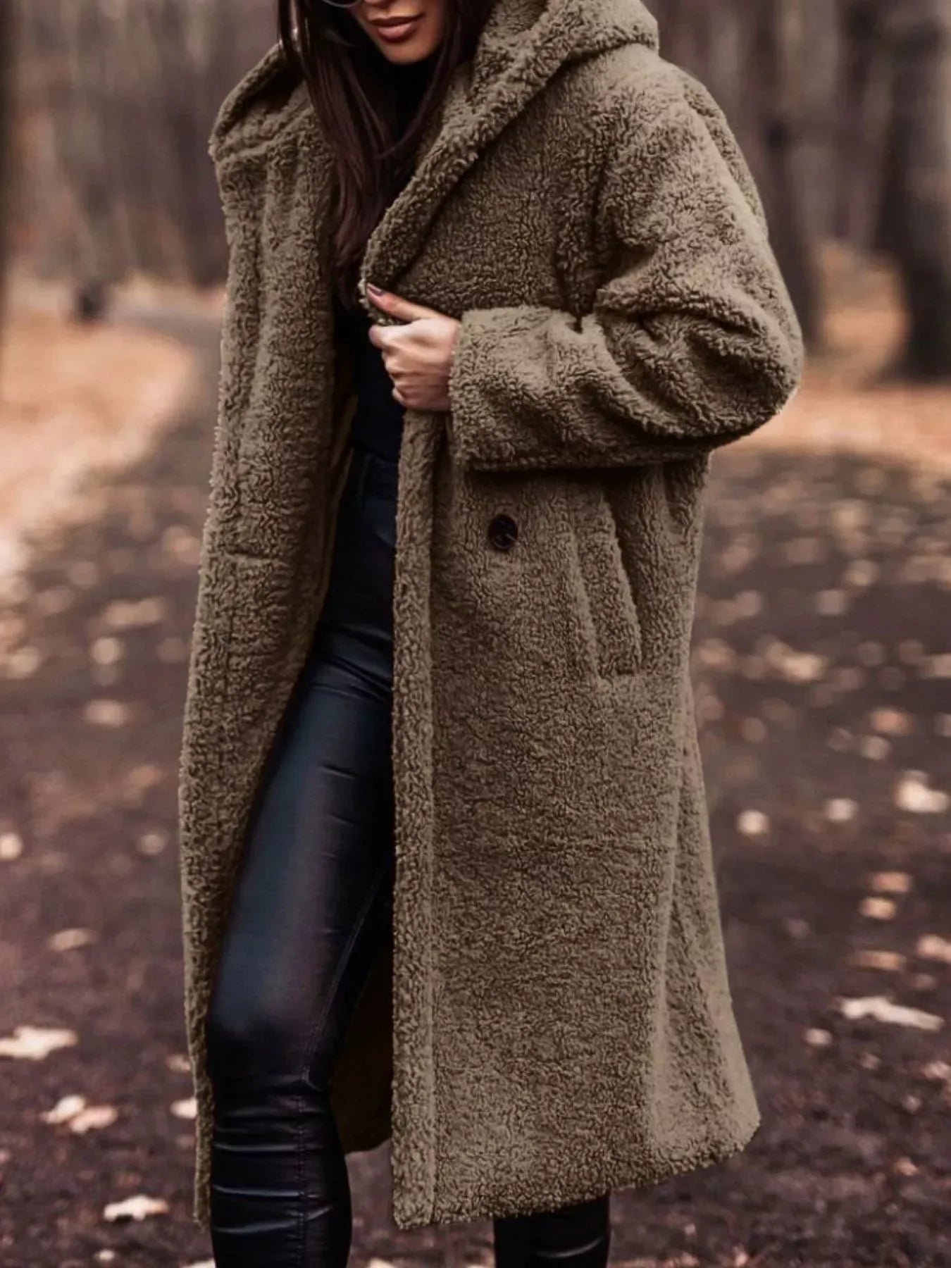Teddy Bear Longline Hooded Coat for Women