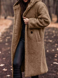 Teddy Bear Longline Hooded Coat for Women Camel / S