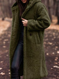 Teddy Bear Longline Hooded Coat for Women Khaki / S