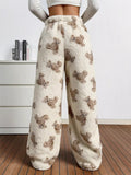 Teddy Bear Print Fluffy Pants for Women