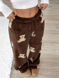 Teddy Bear Print Fluffy Pants for Women