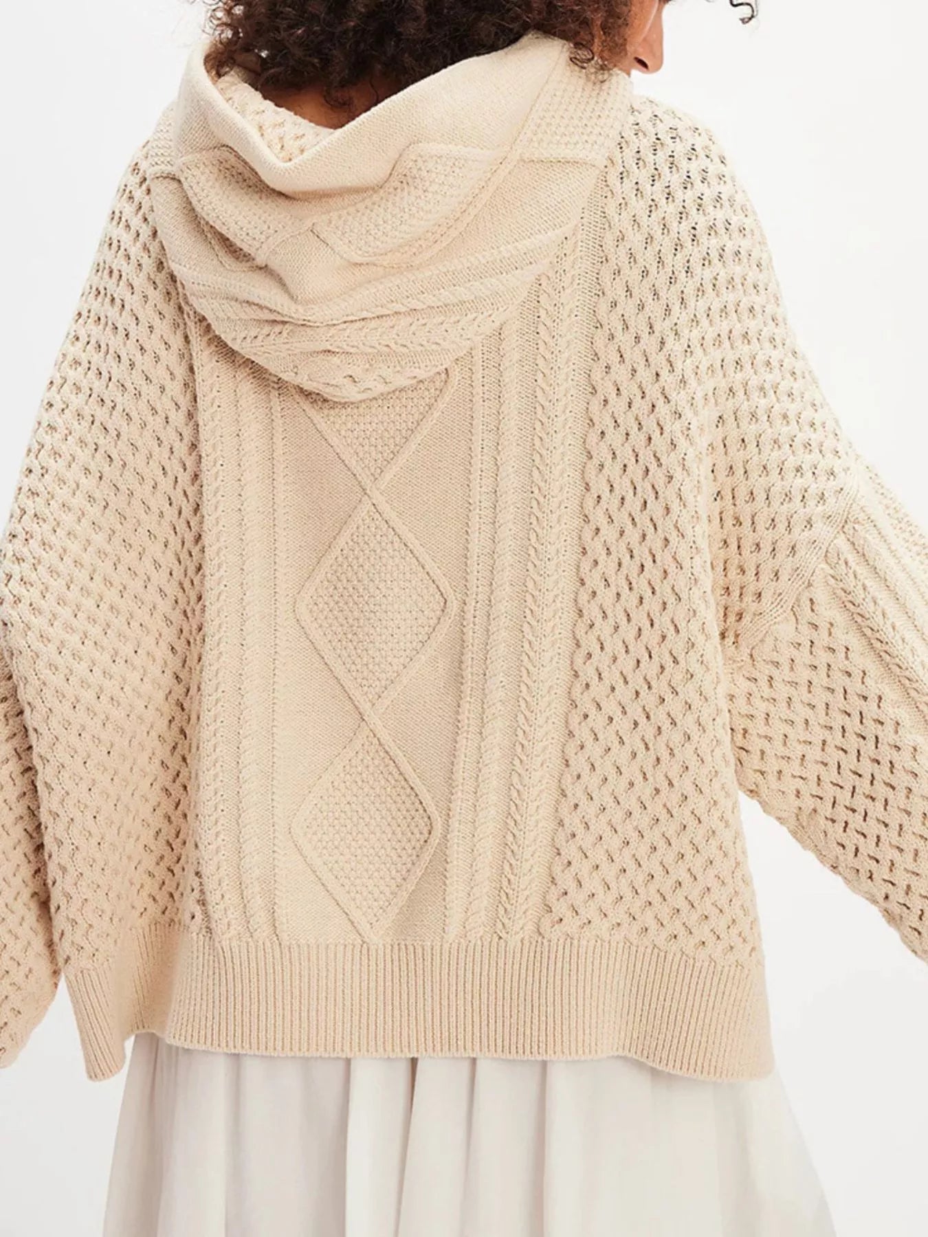 Texture Knit Long Sleeve Hooded Sweater