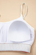 Textured Contrast Banding High Waist Bikini Set