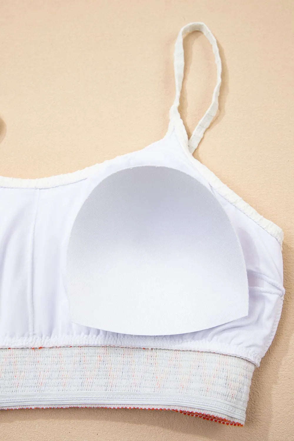 Textured Contrast Banding High Waist Bikini Set