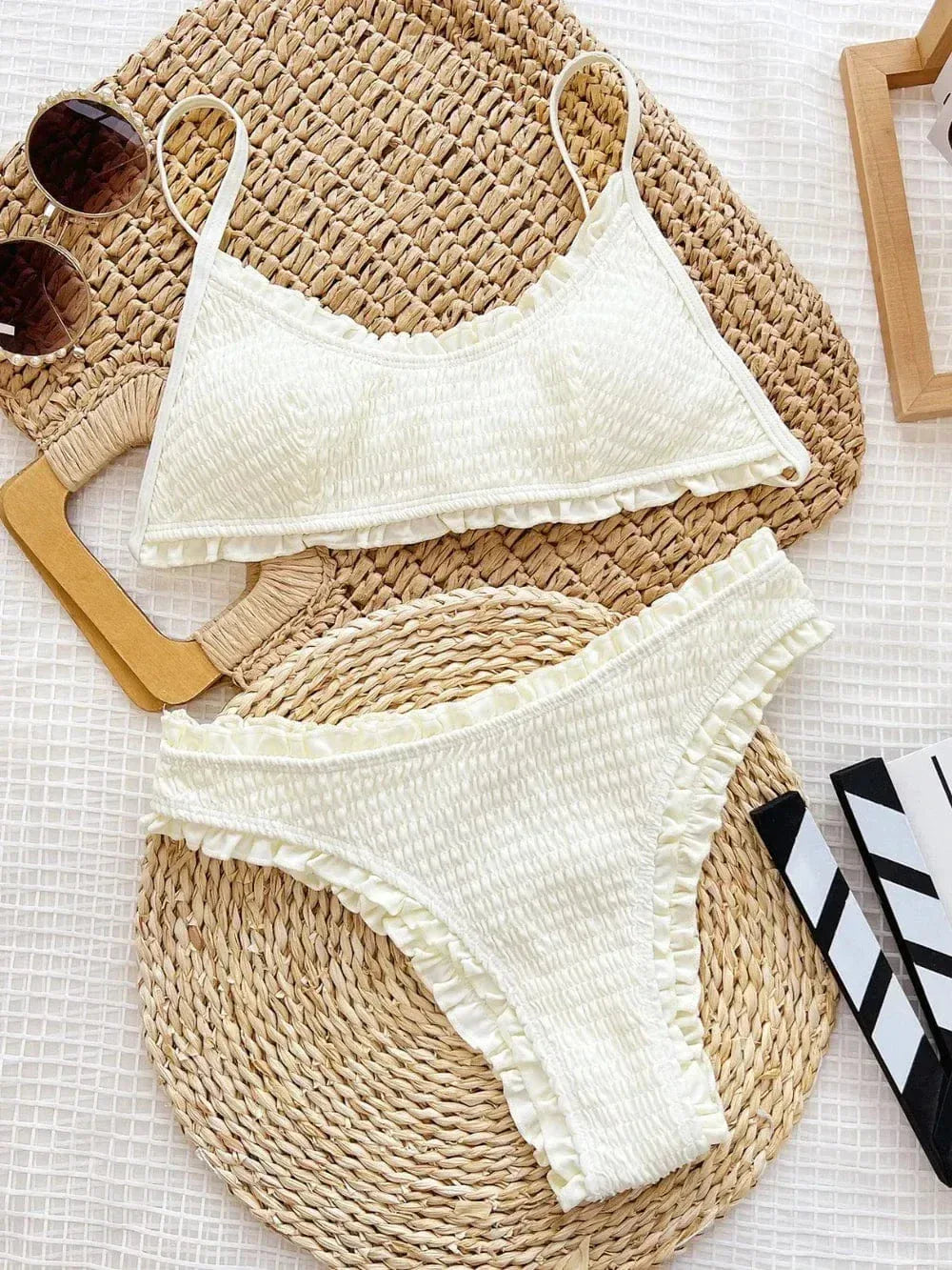 Textured Frill Bikini Set