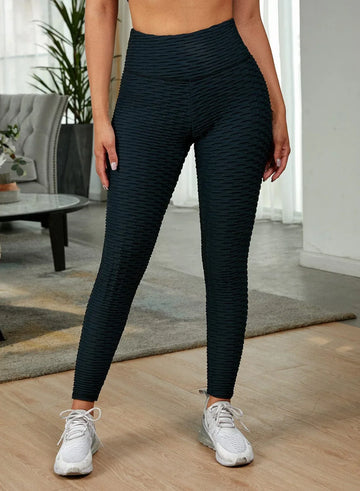 Textured High Waist Leggings Black / S