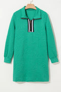 Textured Quarter-Zip Long-Sleeve Mini Dress - product view 3