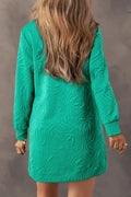 Textured Quarter-Zip Long-Sleeve Mini Dress - product view 2